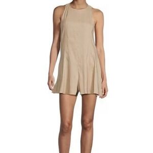 Gianni Bini Samie Linen Blend Romper Halter Neck Sleeveless Tan Size Small Party